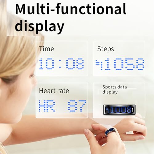 Smart Ring for Women Men Health Ring Fitness Tracker with Sleep Monitor Heart Rate Monitor Distance Screen Display for Android iOS silvery 13