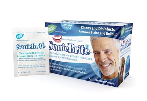 Dental Appliance Cleaning Powder – Mint Flavor – 6-Month Supply – Gently Cleans Retainers, Dentures, Mouth Guards & Night Guards – Easy-Mix Concentrate