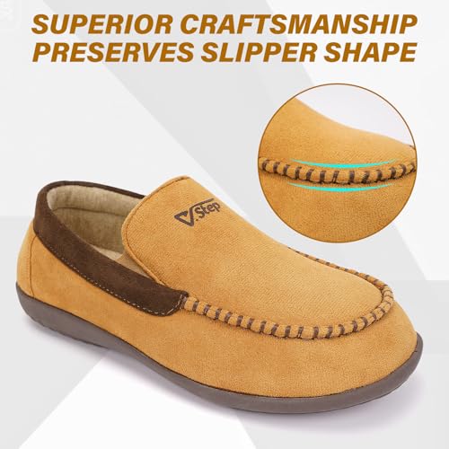 V.Step Men Orthopedic Moccasin Slippers Wide Arch Support Plantar Fasciitis 9 Wide Beige