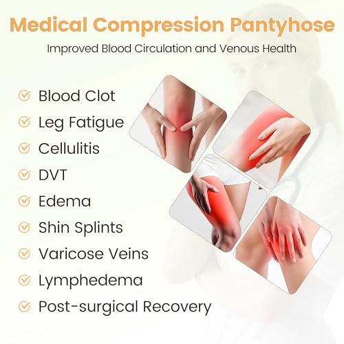 MGANG Medical Compression Pantyhose for Women & Men, 20-30mmHg Graduated Compression Support Tights, Open Toe, Opaque Waist High Compression Stockings for Edema, Varicose Veins, Flight, DVT, Black M 20-30mmhg Black Open-toe Medium