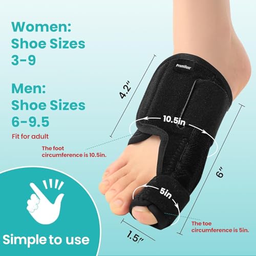 Promifun Toe Splint for Broken Toes - Big Toe Splint for Women & Men - Support Brace for Day & Night Use - Bunion Corrector - 1 Pair Black