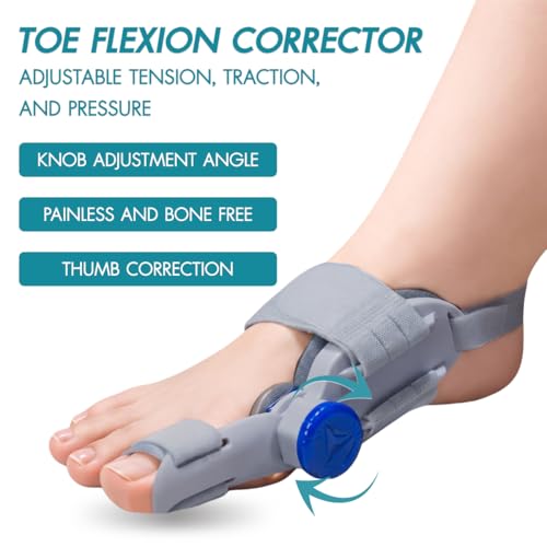Upgrade Bunion Corrector for Women Big Toe & Men – Adjustable Knob Correction Pair, Big Toe Straightener & Toe Separators with Heel Strap, Extra Silicone Pads & Bonus Shoe Inserts