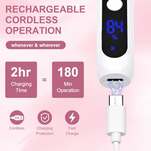 Professional Manicure Pedicure Kit with 360° LED Light& LCD Display White Nail Drill 12 Piece