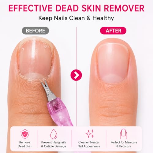 3 Pack Cuticle Pusher and Trimmer Set, Stainless Steel Cuticle Remover Tools, Dead Skin Fork Cleaner, Professional Manicure Pedicure Nail Care Kit for Home Salon Use