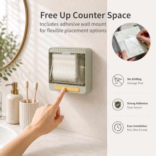 One-Press Refillable Floss Pick Dispenser with 90 Mint Picks White