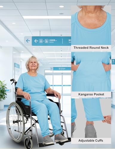 Adaptive Clothing for Women Anti-Strip Back-Zip Jumpsuit for Elderly Women X-Large Blue