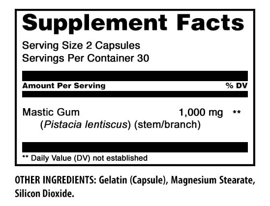 Amazing Formulas Mastic Gum 1000 Mg | Capsules Supplement | Non-GMO | Gluten-Free | Made in USA (1 Pack | 60 Count) Unflavored | 60 Count