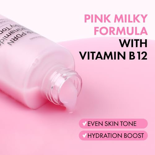TOSOWOONG Pink PDRN Niacinamide Milky Toner for Dark Spots & Glow, Freckles