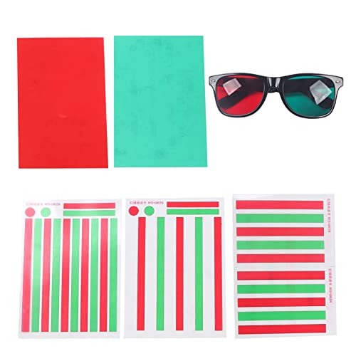 Red Green Vision Correction Cards, Myopia Strabismus Glasses Eye Training Reading Aids for Amblyopia Training