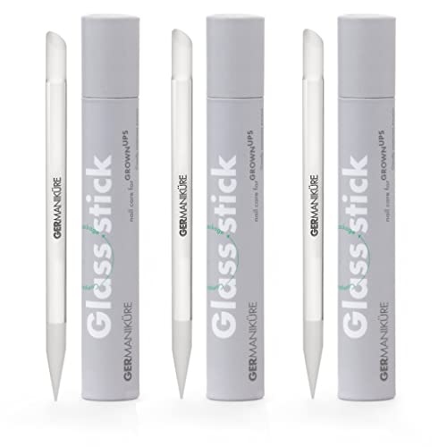 GERMANIKURE Czech Crystal Glass Cuticle Pusher Stick, 3 Count, No Sleeve