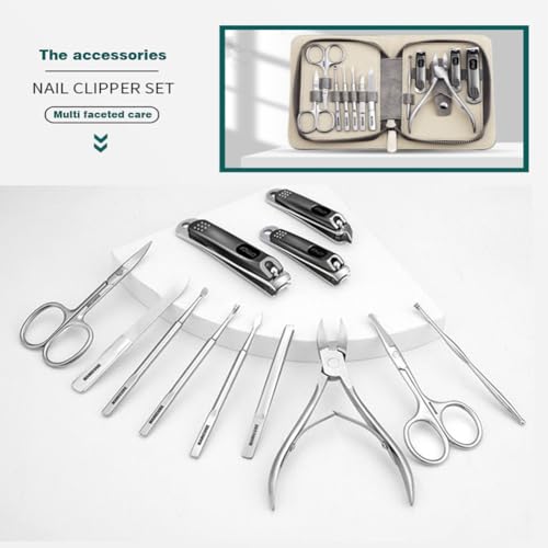 Professional Manicure Kit, Nail Scissors, Cuticle Cutter, Nail Clipper, Hand Sanitizer, Grey