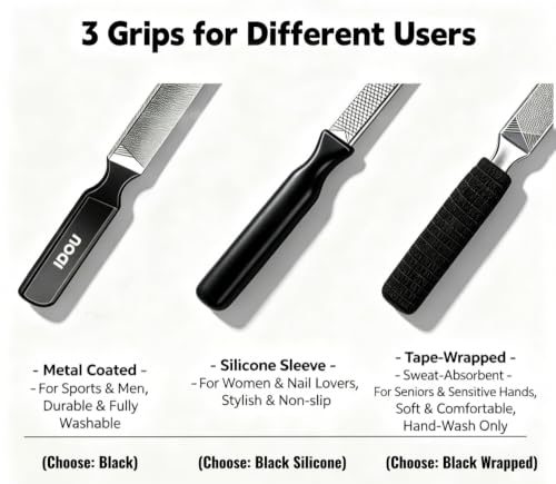 Heavy Duty Metal Toe Nail Files for Thick Nails & Ingrown Lifter-GJYT4 Black Silicone+Silver Lifter