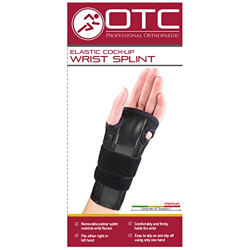 OTC Reversible Wrist Splint, Cock-up Lacing, Knit Elastic Black Medium