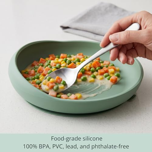 Modaliv Silicone Scooper Plate with Suction Base for Adults, Sage Green
