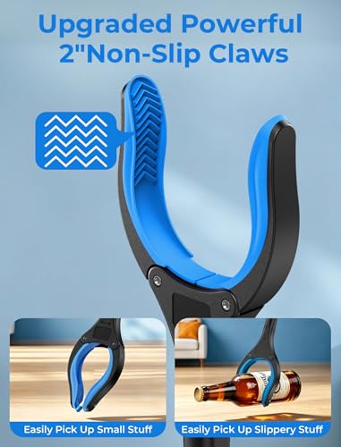 44" Grabber Reacher Tools, 2 Pack Upgraded Strong Foldable Reacher Grabber Heavy Duty Pickup Tool, 4" Wide Claw Opening & 360° Rotating Jaw & Magnet Lightweight Grabber Tool for Senior Patient 44 Inch