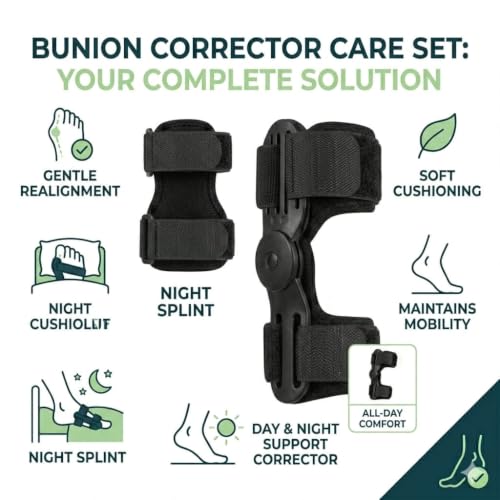 Bunion Corrector for Women and Men – Professional Big Toe Straightener & Hallux Valgus Relief Splint – Adjustable Bunion Pads & Toe Spacers for Pain Relief, Day & Night Support For Both Feet.
