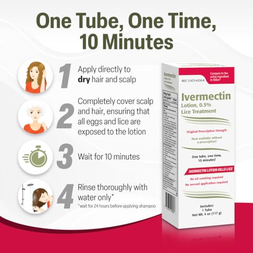 TARO Ivermectin Lotion 0.5% Lice Treatment for Adults and Kids 4FL Oz