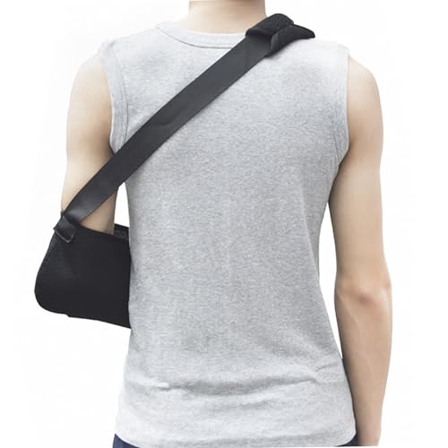 Adults Arm Sling Lightweight Breathable Adjustable Shoulder Strap Elbow Immobilizer Left Right Forearm Support Brace for Women Men Torn Rotator Cuff Wrist Injury Broken Fractured Arm Surgery Recovery Black, Mesh