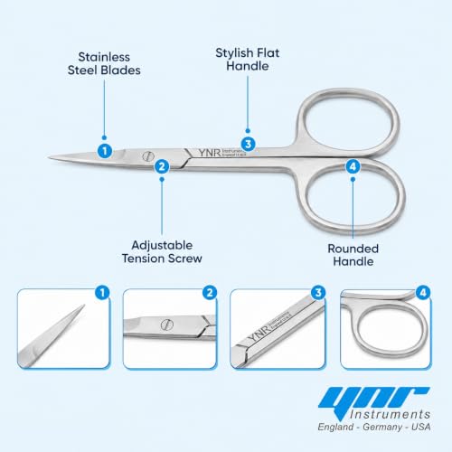 YNR Nail & Eyebrow Scissors, 3.5", Stainless Steel, Cuticle Trimming