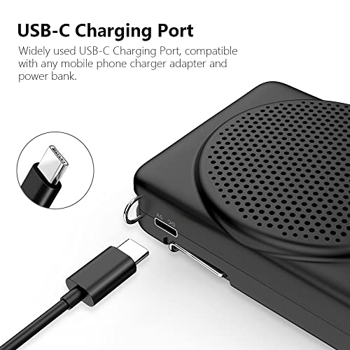 Norwii Palm-Sized Voice Amplifier for Teachers with Headset Microphone Black