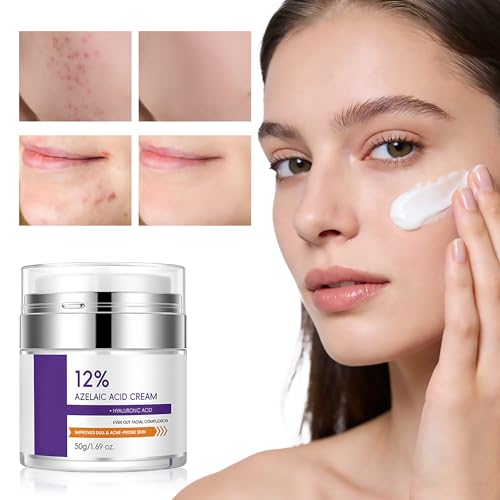 12% Azelaic Acid Cream for Face，Acne Cream，Azelaic Acid Serum for Acne & Post-Acne Marks，Fades Acne Scars & Soothes Skin，Regulates Sebum Production，Suitable for Oily & Acne-prone Skin Care，1.69 OZ