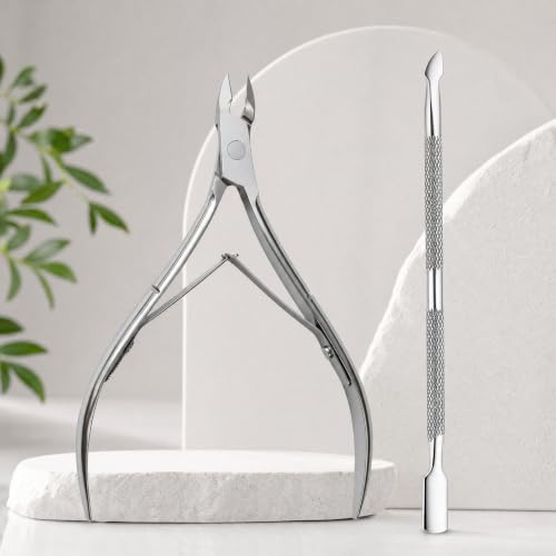 Cuticle Trimmer with Pusher & Cutter Set, 2 Piece Cuticle Trimmer 2-Piece Set