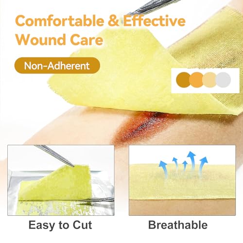 Jointown Xeroform Petrolatum Dressing Bandages, Soft Mesh Gauze Patch for Wound Care, Burns, Lacerations, Skin Grafts & Surgical Incisions, 4"x4", 25 Individual Pack 4"×4"