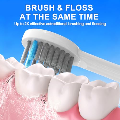 8 Pack Replacement Brush Heads for Waterpik Sonic-Fusion 2.0 (SF-03/SF-04) & Sonic-Fusion (SF-01/SF-02) Flossing Toothbrush - Individually Sealed with Hygienic Caps, White 1 Count (Pack of 8)