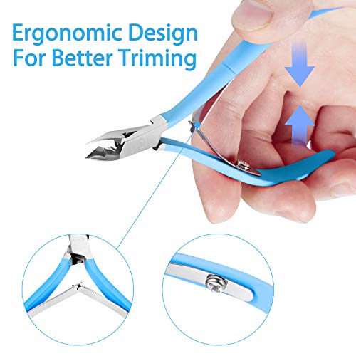 Mudder 3 Pack Blue Cuticle Trimmer Nippers Cutter Tool Stainless Steel Nail Cuticle Scissors Remover with Pointed Blade Scissors Pedicure Manicure Tool for Fingernails and Toenails Nails Care