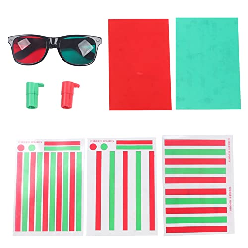 Red Green Vision Correction Cards, Myopia Strabismus Glasses Eye Training Reading Aids for Amblyopia Training