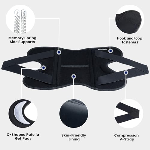 Galvaran Knee Brace for Men & Women - ACL, MCL, Meniscus Tear Support & Arthritis Pain Relief - Stabilizing Knee Braces Support with Side Stabilizers & Patella Gel Pad Black XX-Large