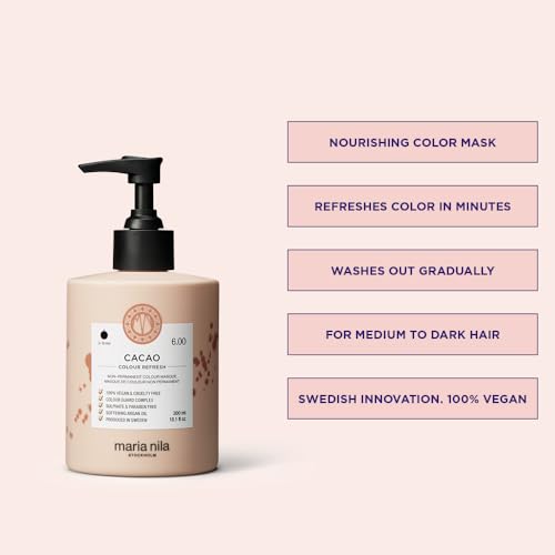 Maria Nila, Color Refresh Cacao, Brown Hair mask, Semi-Permanent Pigments, 100% Vegan & Sulfate/Paraben free 10.1 Fl Oz (Pack of 1)