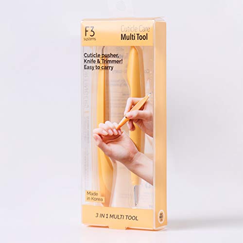 3-in-1 Cuticle Care Multi Tools, Cuticle Pusher, Trimmer, Nail Knife, Compact Pocket Size Nail Care Kit, All-In-one Manicure & Pedicure Tools Set for Fingernails and Toenails,MADE IN KOREA