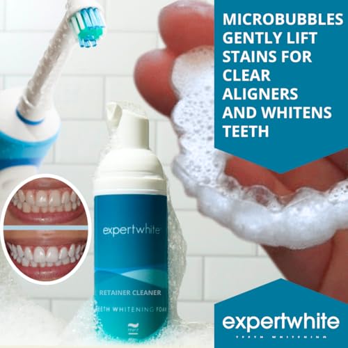 Peroxide Aligner & Retainer Cleaner Foam – Teeth Whitening & Cleaning Foam for Invisalign, Clear Aligners & Night Guards – Non-Abrasive, Enamel-Safe – [1.69fl oz, 150 Treatments]