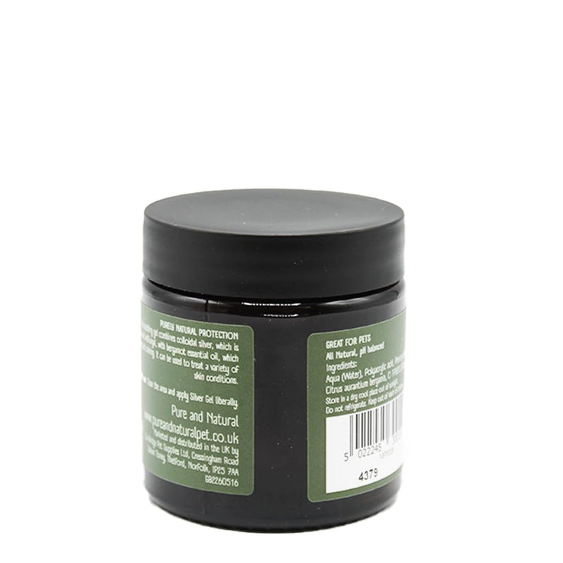 Pure & Natural Colloidal Silver Gel for Pets - Natural & Vegan Cat & Dog Itchy Skin Relief, Paw Balm, with Essential Bergamot Oil - 100g