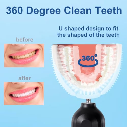 Electric Ultrasonic U-Shaped Toothbrush for Adults 360 Degree Deep Clean