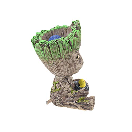 TEEMO Aquarium Groot Air Bubbler Decorations, Air Bubbler Resin Brown Decorations for Fish Tank. Medium