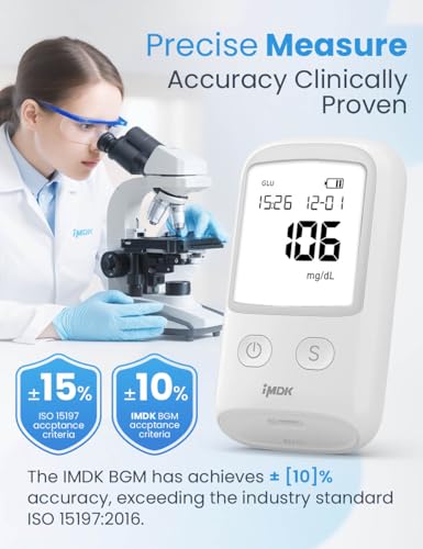 IMDK Blood Glucose Monitor Kit, Clinically Accurate Blood Sugar Test Kit with 150 Glucometer Strips, 100 Lancets, 1 Lancing Device, No Coding Required