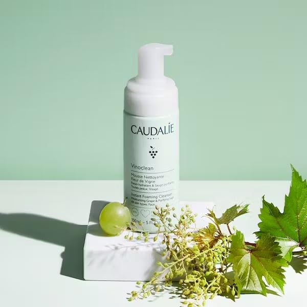 Caudalie Vinoclean Gentle Instant Foaming Facial Cleanser for All Skin Types 5.7 Fl Oz (Pack of 1)