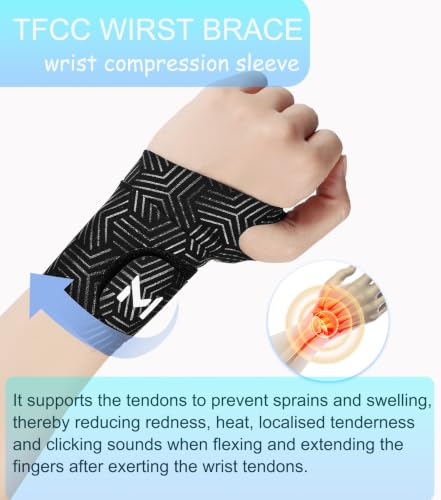 2 Pcs Ultra-Thin TFCC Wrist Brace,Adjustable Wrist Support for Tendonitis, Sprains, Fitness, Weightlifting, Sports, Wrist Wrap Pain Relief, Wrist(5"-7.5") (Black) Black