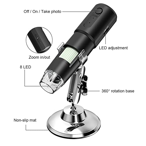 Wireless Skin Analyzer Dermatoscope UV 1000X Magnifier Digital Microscope
