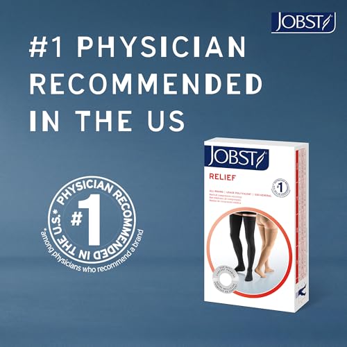 JOBST Relief 15-20 mmHg Knee High Graduated Compression Stockings - Regular Band, Open Toe Beige Large (1 Pair)