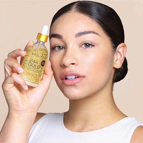 SpaLife Beauty Pearl Hyaluronic Acid Serum & 24k Gold Anti Aging Serum | AM/PM Facial Routine Duo | Deep Collagen Hydrating Treatment | Firming Wrinkle Face Skincare | 2 x 3.7 Fl. Oz. 24k Gold + Hyaluronic Pearl