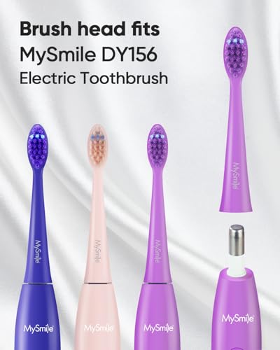 MySmile DY156 Electric Toothbrush for Adults with 3 Brush Heads and Replacement Heads, 3 Packs (Purple)