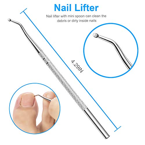 4Pcs Upgraded Toe Nail Clippers Set for Thick Nail or Ingrown Toenail Tool - Premium Sharp Toenail Clipper, File, Cuticle Pusher, Lifter - Professional Stainless Steel Manicure Pedicure Tools by ovwo