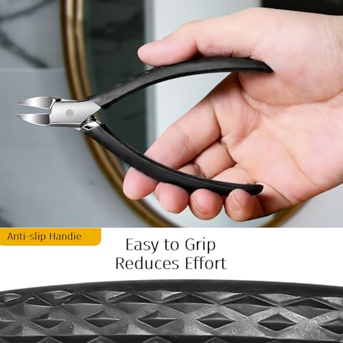 EBEWANLI Toenail Clippers for Thick Toenails, Heavy Duty Foot Care Kit Black-5pcs