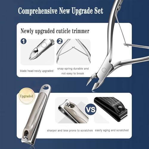 Manicure Set,Professional Nail Care Manicure Pedicure Kit,11 in 1 Stainless Steel Nail Clipper Set Grooming Tool with Exquisite Leather Travel Case for Men&Women