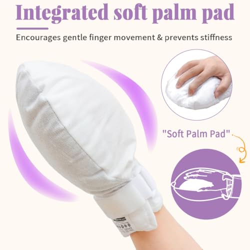 EHUCON Protective Hand Mitts with See-Through Mesh - Soft Control Mitts for Elderly Care, Anti-Scratching & Tube Pulling Prevention - Single Patient Use, 1 Pair (White, Lixin cloth) White