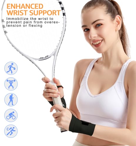 HiRui Ultra-Thin Elastic Wrist Brace Wrist Wraps, Compression Wrist Straps Support for Carpal Tunnel Arthritis Tendonitis Sprains Pain Relief Workout, Soft & Comfortable (Black (Pack of 2)) Black (Pack of 2)