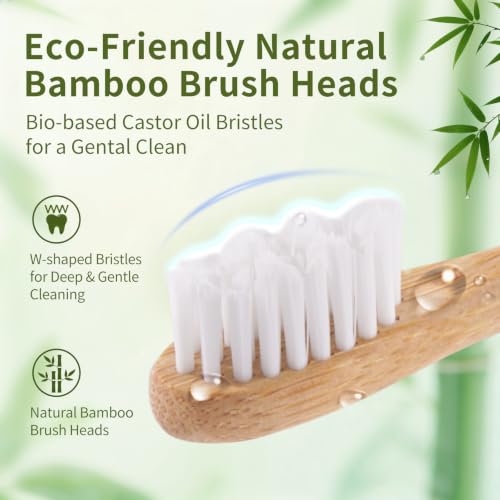 Ultrasonic Oscillating Electric Toothbrush with Bamboo Heads White